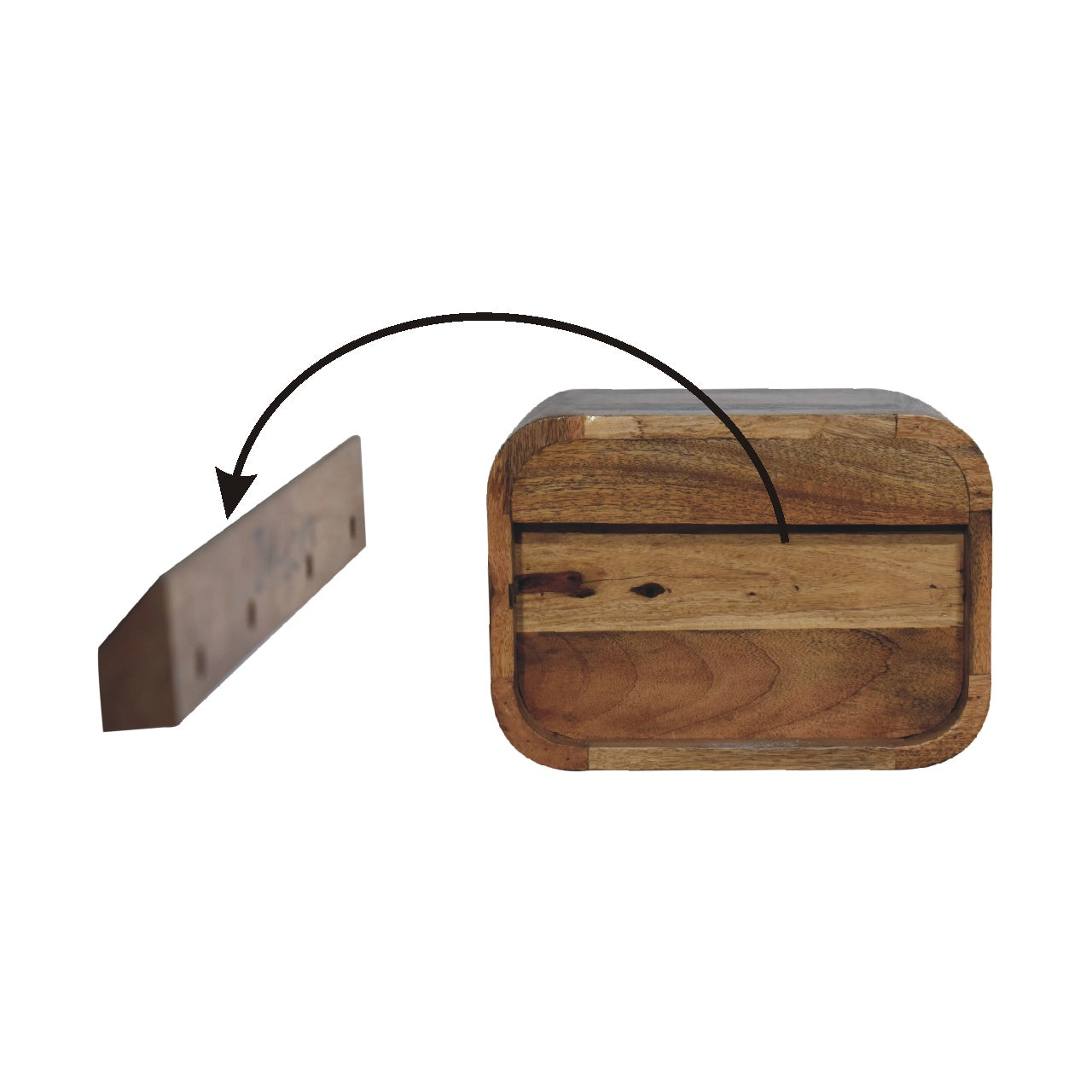 Oak Floating Open Curve Bedside