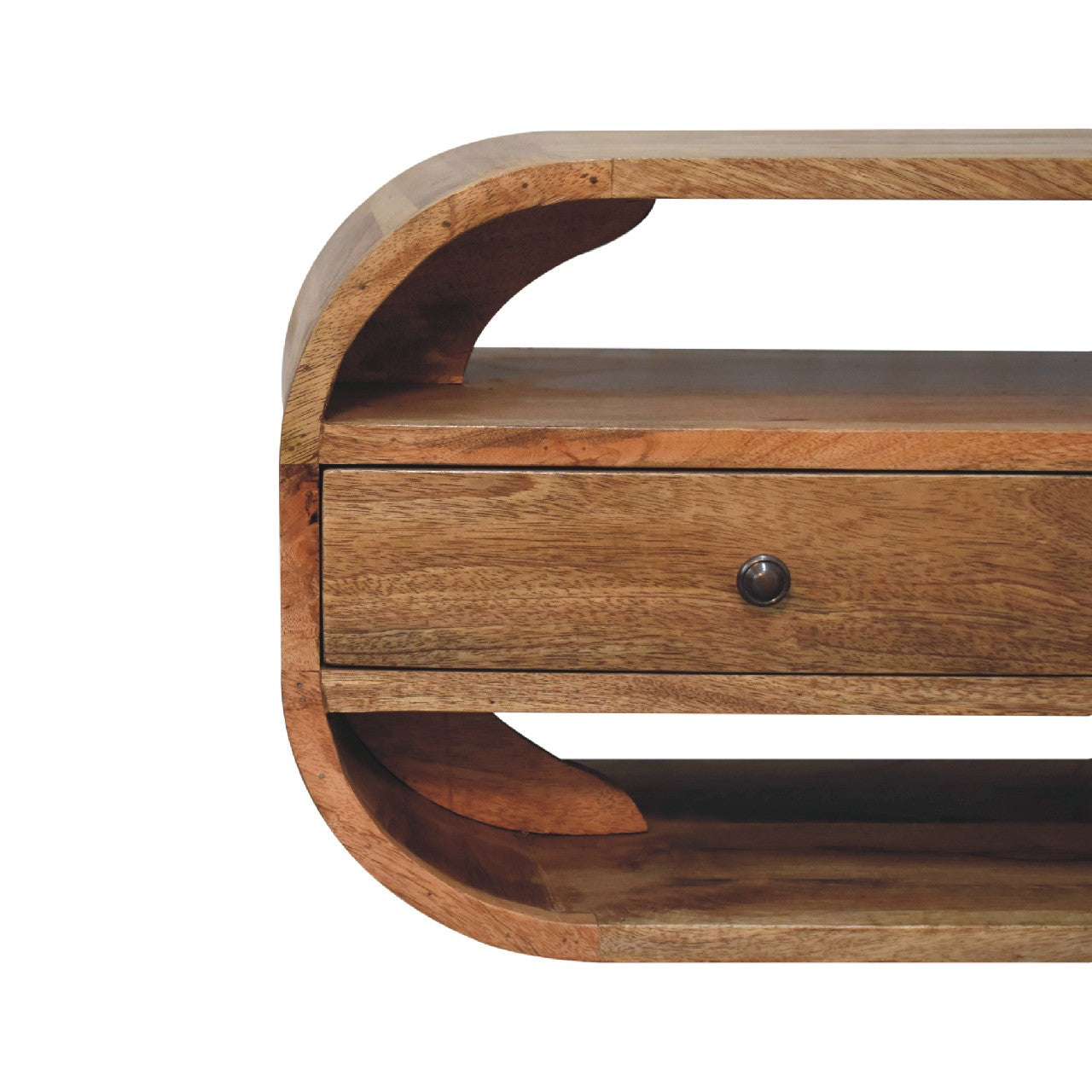 Chestnut Curved Edge Media Unit with 2 Drawers