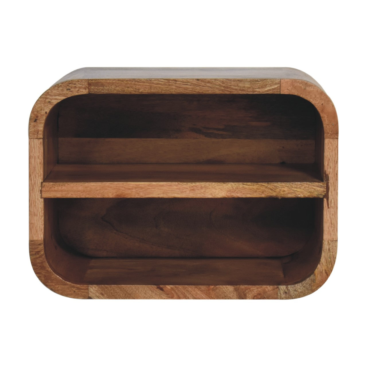 Oak Floating Open Curve Bedside