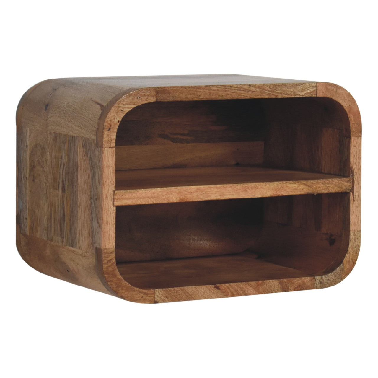 Oak Floating Open Curve Bedside