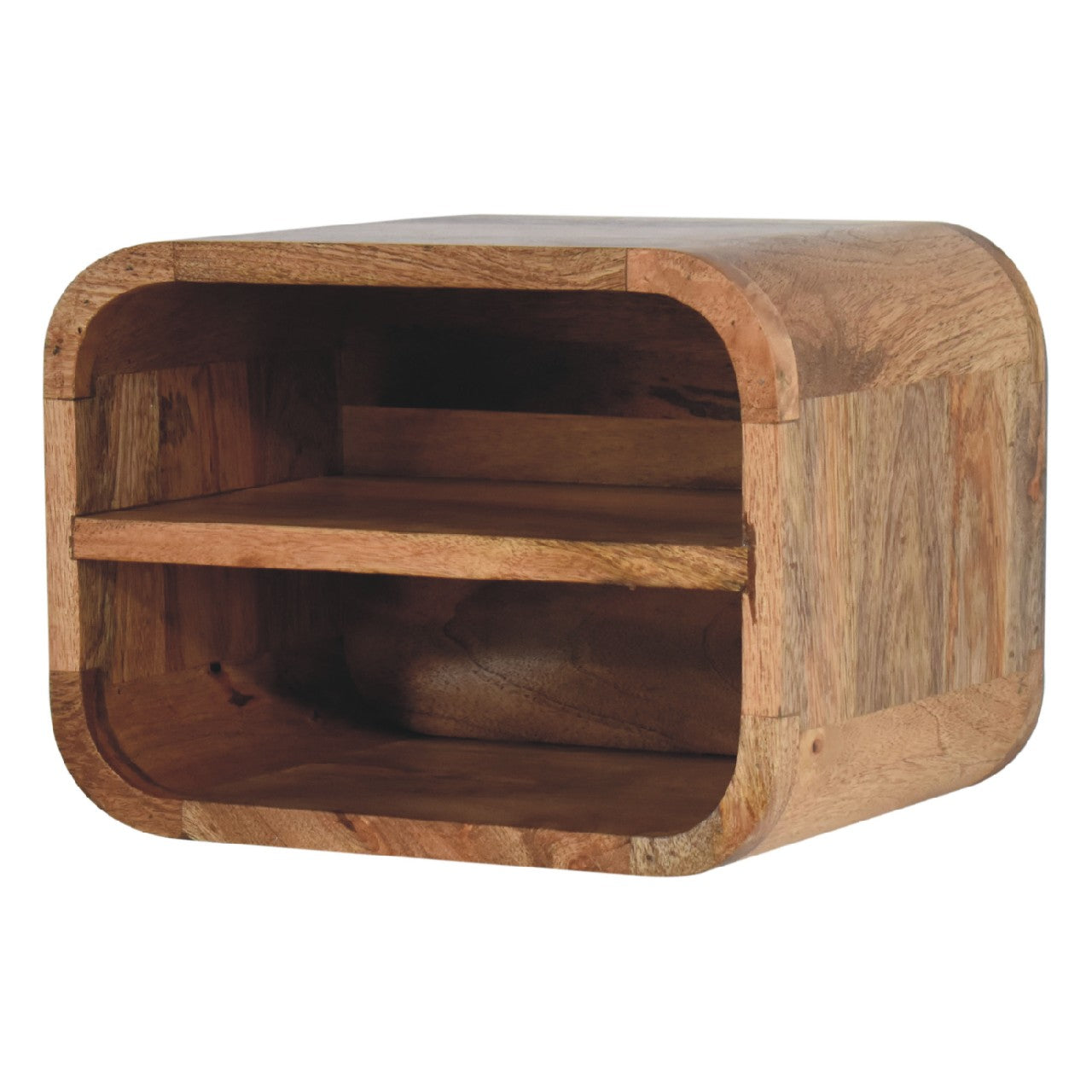 Oak Floating Open Curve Bedside