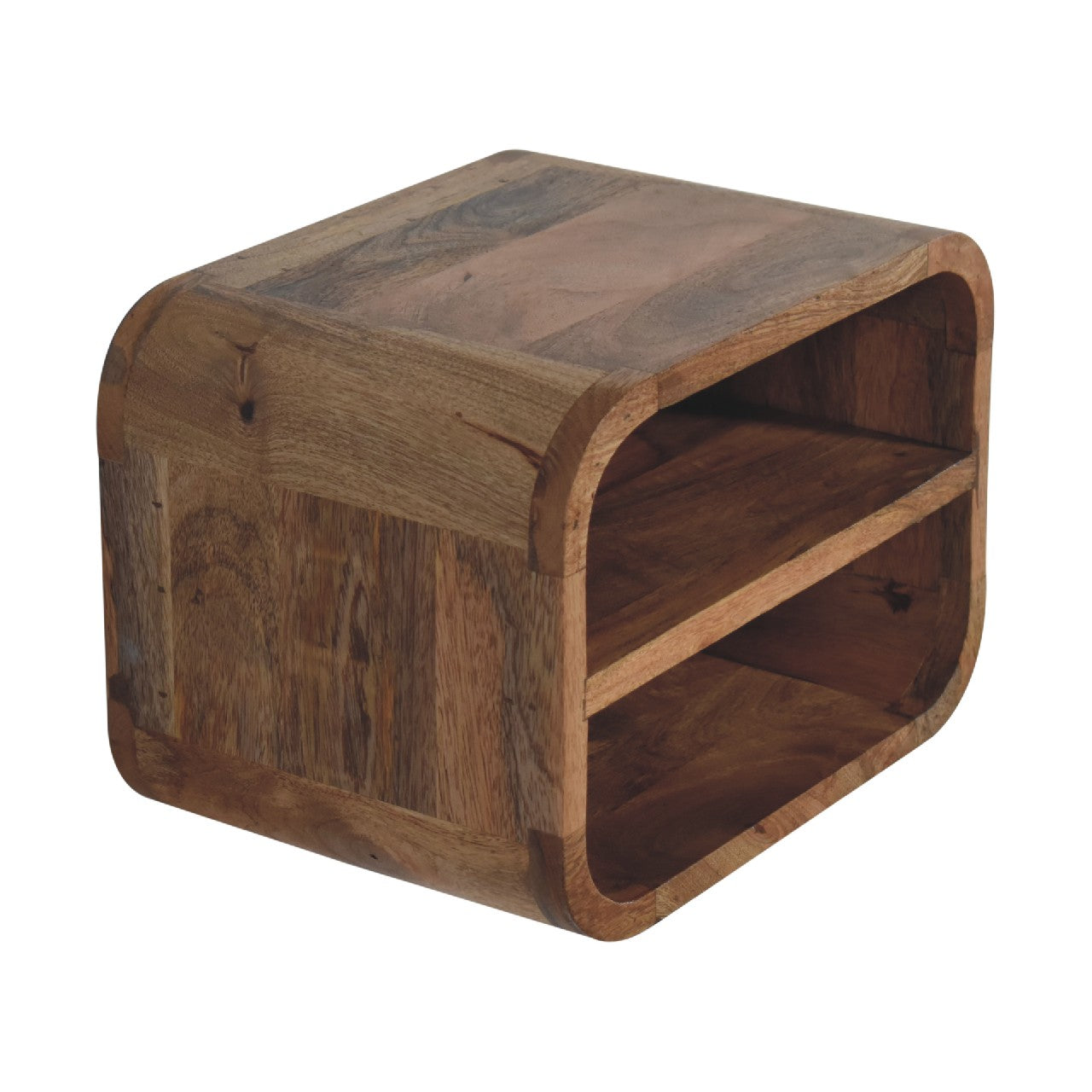Oak Floating Open Curve Bedside